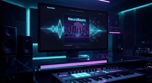  Pochette synthwave dans un studio sombre